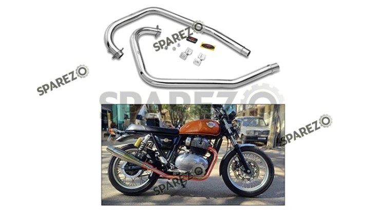 Royal Enfield GT and Interceptor 650cc Red Rooster Header Bend Pipe Polished - SPAREZO